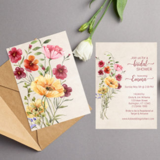 Boho wildflower Bridal Shower Save The Date