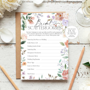Boho Wildflower Bridal Shower Scattergories Game Invitation