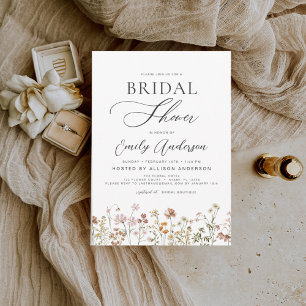 Boho Wildflower Bridal Shower Script Invitation