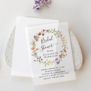 Boho Wildflower Bridal Shower  Vellum Invitations