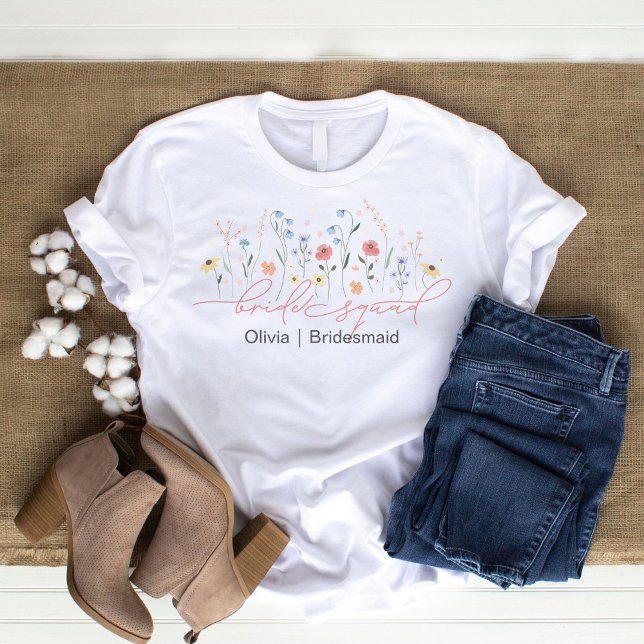 Boho Wildflower Bride Squad T-Shirt (Creator Uploaded)