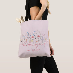 Boho Wildflower Bride Squad Tote Bag
