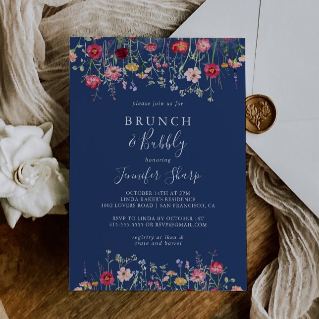 Boho Wildflower Brunch and Bubbly Bridal Shower Invitation (Creator Uploaded)