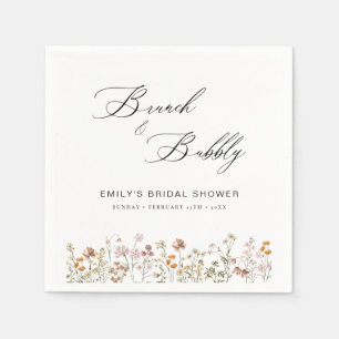Boho Wildflower Brunch & Bubbly  Bridal Shower Napkin
