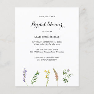 Boho Wildflower Budget Bridal Shower Invitation