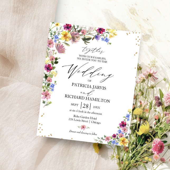 Boho Wildflower Budget Wedding Invitations Flyer (Creator Uploaded)