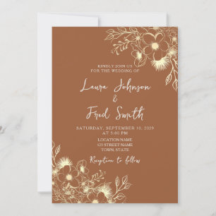 Boho Wildflower Burnt Orange Wedding Invitation