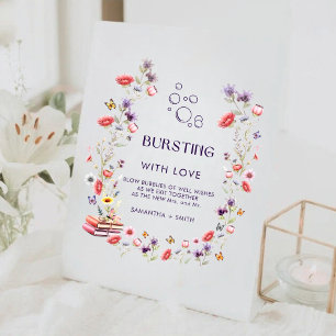 Boho Wildflower Bursting with Love Bridal Shower Pedestal Sign