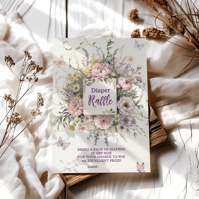 Boho Wildflower Butterflies Diapper Raffle Enclosure Card (Creator Uploaded)