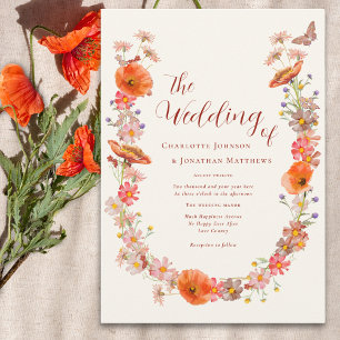 Boho Wildflower Butterfly Earthy Tones Invitation