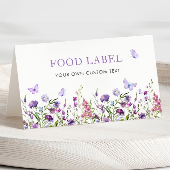 Boho Wildflower Butterfly Food Label Table Number (Boho Wildflower Butterfly Food Label)