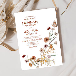 Boho Wildflower Butterfly Garden Wedding Invitation