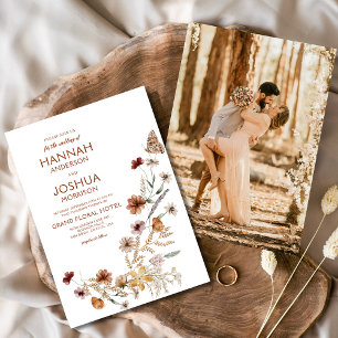 Boho Wildflower Butterfly Photo Garden Wedding Invitation