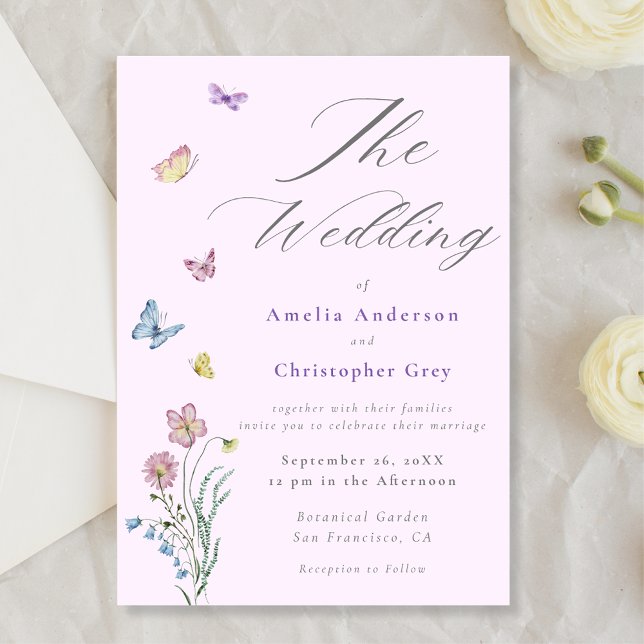 Boho Wildflower Butterfly Wedding Invitation (Creator Uploaded)