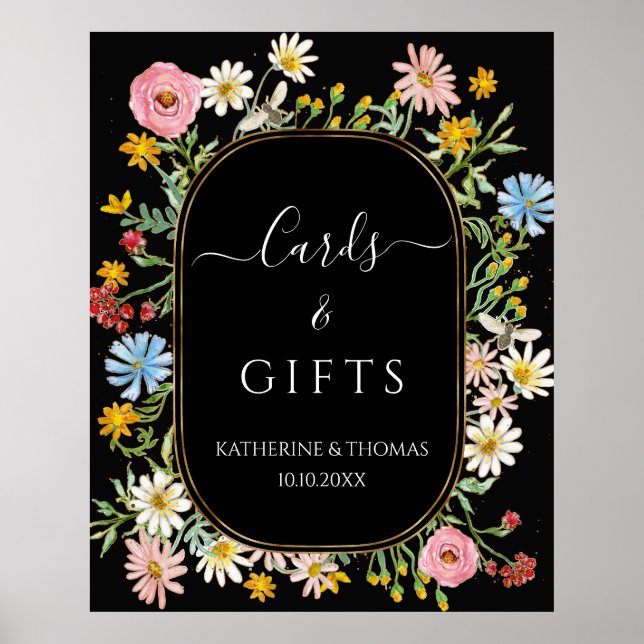 Boho Wildflower Chic Floral Wreath Cards n Gifts Poster (Front)