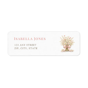 Boho Wildflower Coquette Bow Return Address Label