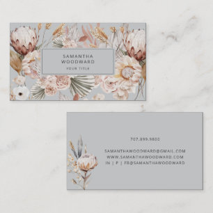 Boho Wildflower Cream Terracotta Grey Professional Business Card
