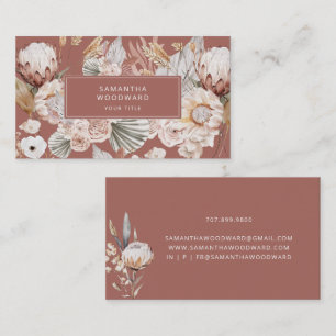 Boho Wildflower Cream Terracotta Professional Business Card