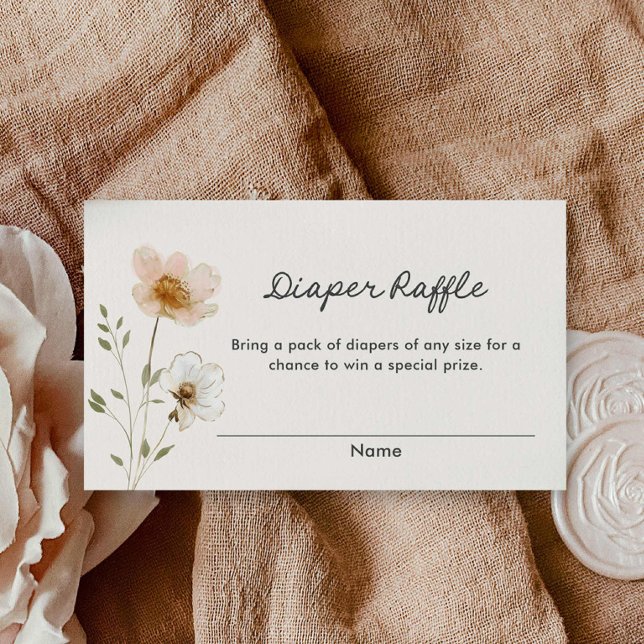 Boho Wildflower Diaper Game Ticket Enclosure Card (Wildflower boho Baby Shower Diaper Raffle Ticket)