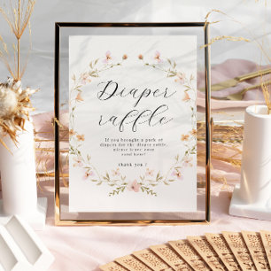 Boho Wildflower Diaper Raffle Baby Shower Poster
