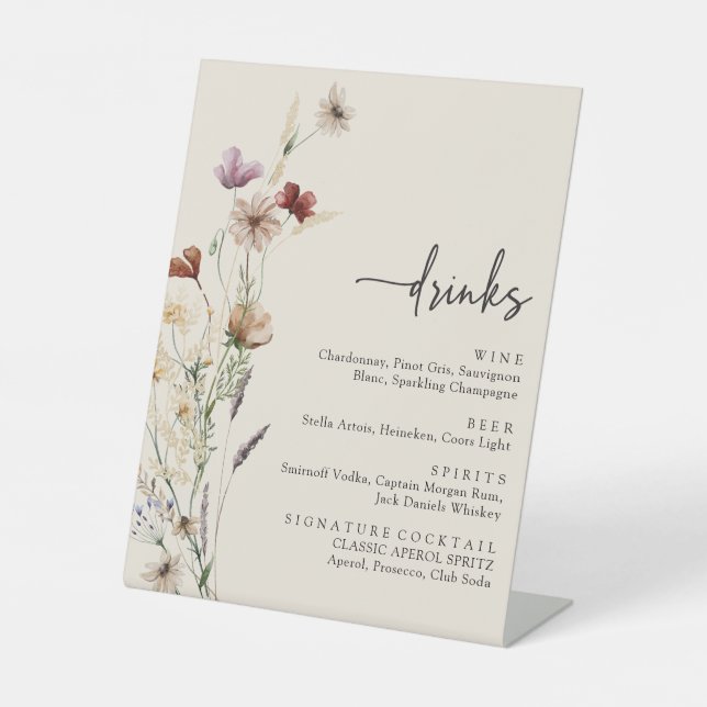 Boho Wildflower Drink Sign (Front)