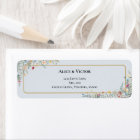 Boho Wildflower Dusty Blue Wedding Return Address