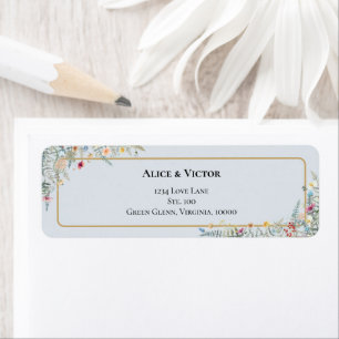Boho Wildflower Dusty Blue Wedding Return Address Return Address Label