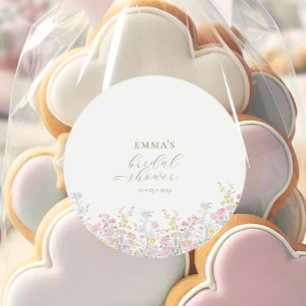 Boho Wildflower Elegant Bridal Shower  Classic Round Sticker