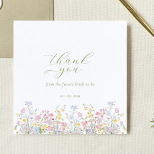 Boho Wildflower Elegant Bridal Shower Thank You Card