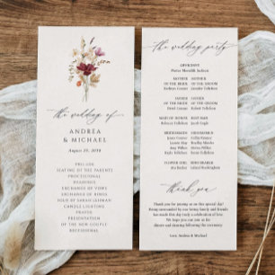 Boho Wildflower Elegant Fall Wedding Program