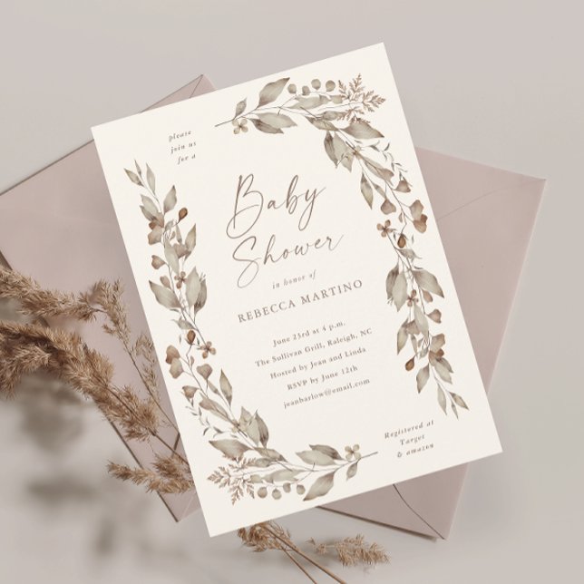 Boho Wildflower Elegant Floral Baby Shower Magnet (Boho wildflower elegant floral ivory gender neutral baby shower invitation.)