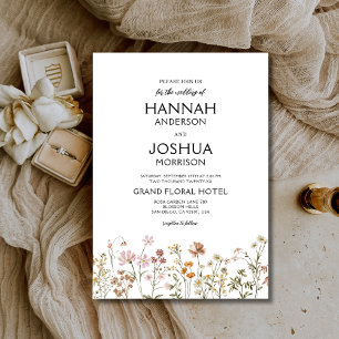 Boho Wildflower Elegant Garden Wedding Invitation