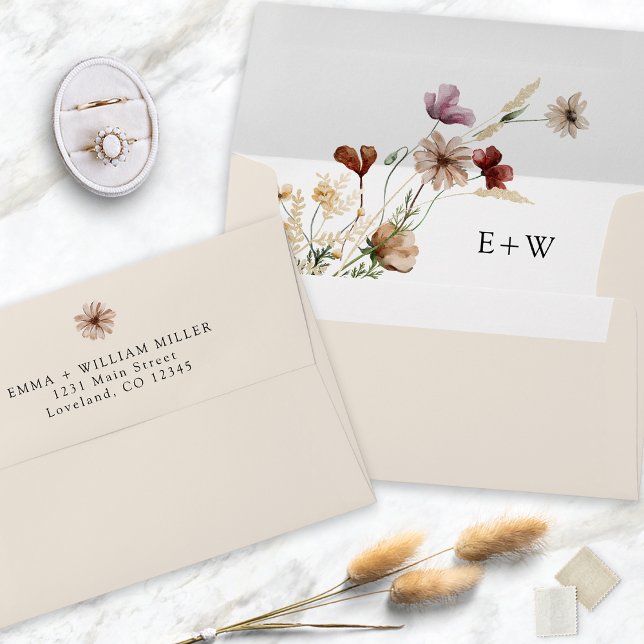 Boho Wildflower Elegant Wedding Envelope (Boho Wildflower Elegant Wedding Envelope
)