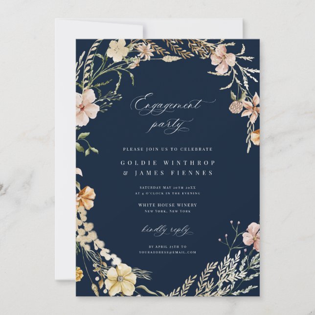 Boho Wildflower Engagement Party Invitation (Front)