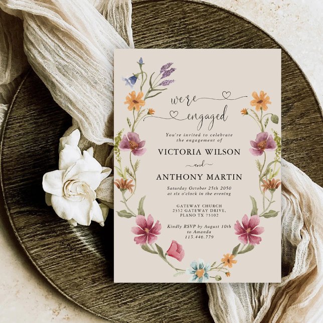 Boho Wildflower Engagement Party Invitation (Creator Uploaded)