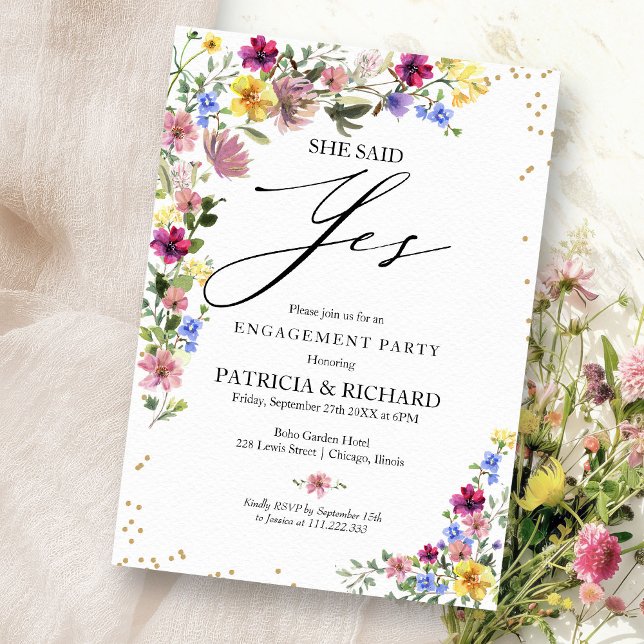 Boho Wildflower Engagement Party Invitation (Creator Uploaded)