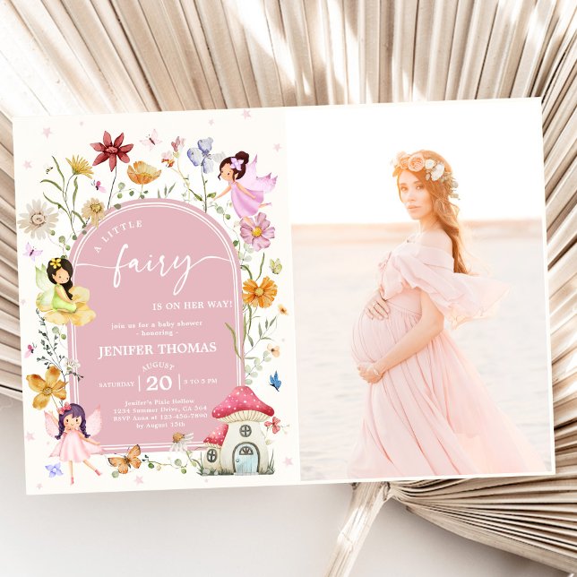 Boho Wildflower Fairy Baby Shower Party Photo Invitation (Creator Uploaded)