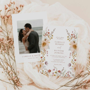 Boho Wildflower Fall Photo Wedding Invitation