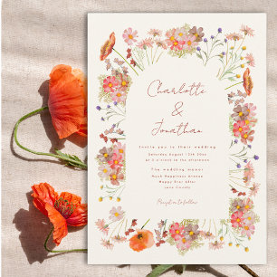 Boho Wildflower Fall Wedding Invitation