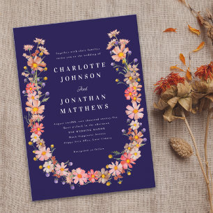 Boho Wildflower Fall Wedding Invitation