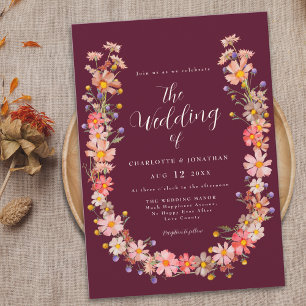 Boho Wildflower Fall Wedding Invitation