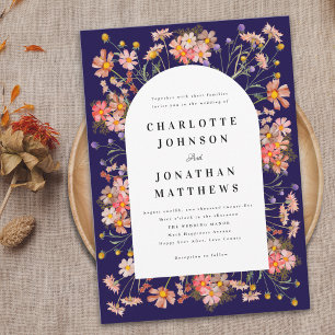 Boho Wildflower Fall Wedding Invitation
