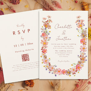 Boho Wildflower Fall Wedding Invitation