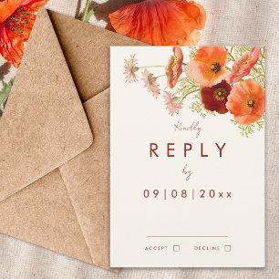 Boho Wildflower Fall Wedding Reply RSVP Card