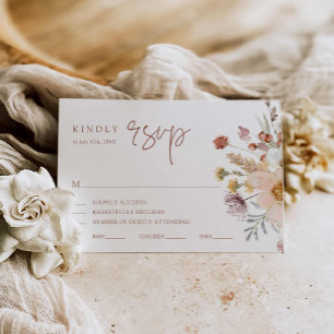 Boho Wildflower Fall Wedding RSVP Card