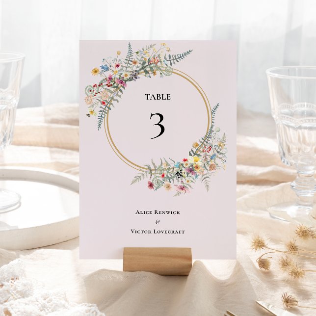 Boho Wildflower Fern Lavender Wedding Table Number (Creator Uploaded)