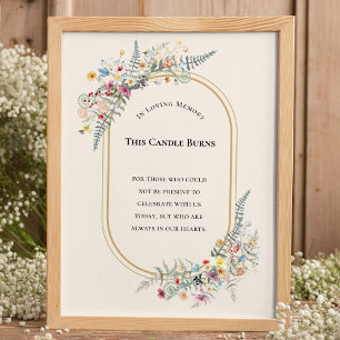 Boho Wildflower Fern Wedding This Candle Burns Poster