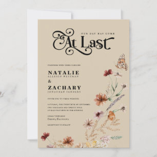 Boho Wildflower Finally At Last Wedding Invitation
