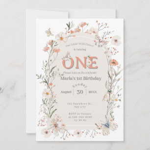 Boho Wildflower Floral Baby Birthday Invitation