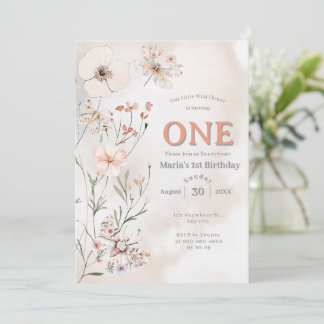 Boho Wildflower Floral Baby Birthday Invitation